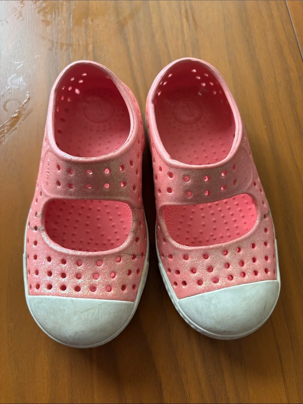 Native Kids' Coral Pink Glitter Mary Jane Foam Clog
